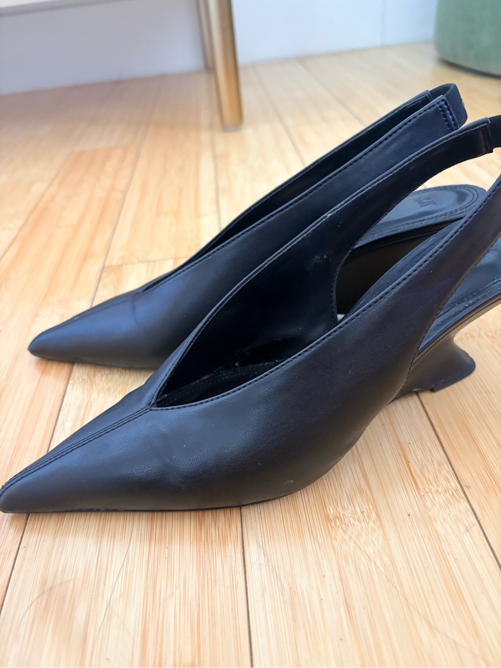 H&M Slingback vegan leather wedge shoes like new